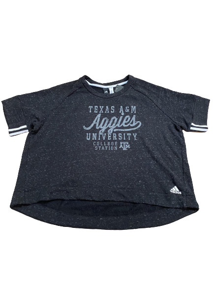 Женский укороченный топ Adidas NCAA Texas A&M Темно-серый/белый CY5349 