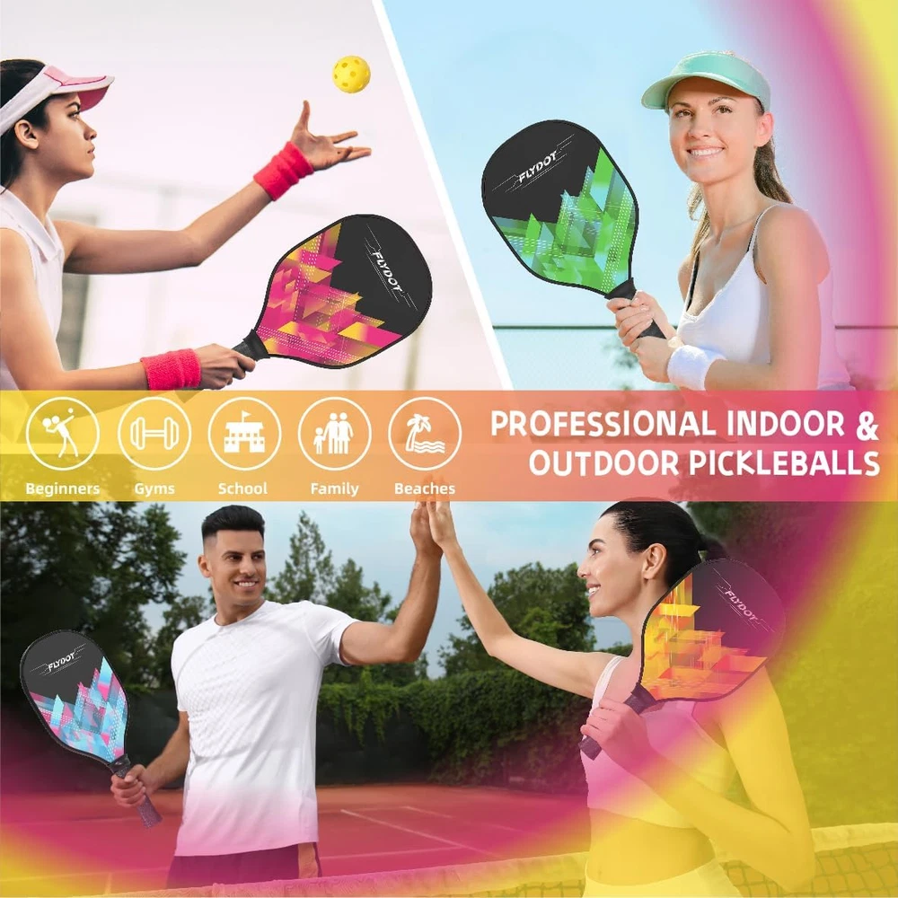 Pickleball Paddles Set of 4 with 4 Balls, Carry Bag, and 4 Cooling Towels Pickleball Paddles Set of 4 with 4 Balls, Carry Bag, and 4 Cooling Towels