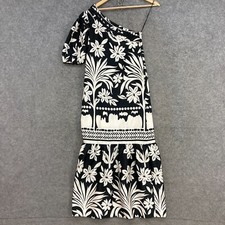 NEW Mango Womens Dress Size XS Extra Small One Sleeve Black White Floral 51620