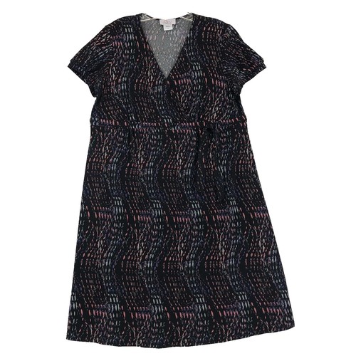 lou & grey signaturesoft column midi dress Size L Black Knit Cap Sleeve Ribbed Waist NEW LowStock:42743616372787