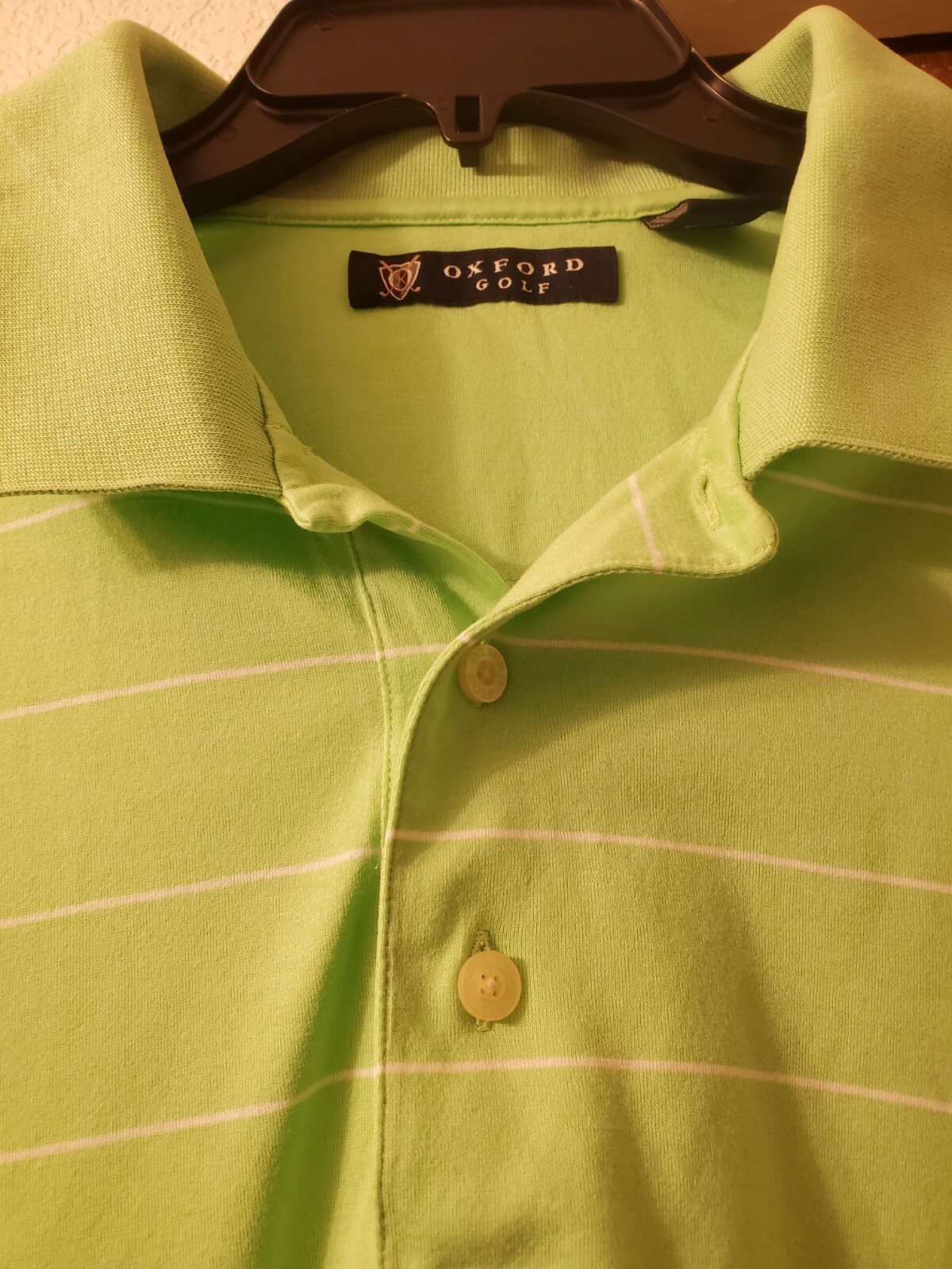 Oxford Golf Polo Men's Striped Shirt Key Lime/White S… Gem