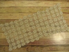 Vintage Ecru Crocheted Doily Ivory Beige Table Runner Granny Core Cottage Floral