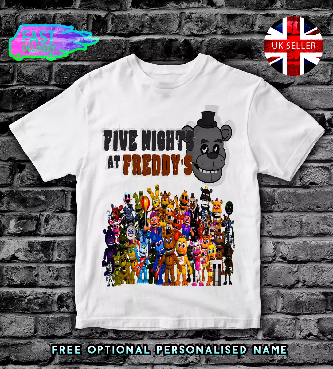 FNAF Five Nights at Freddy's Birthday Custom Name White T Shirt