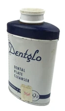 Vtg Dentglo Dental Plate Cleanser Tin Advertising 4 oz USA Art Deco Tooth Powder