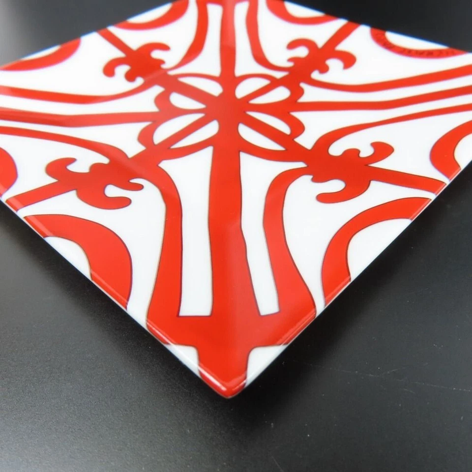 HERMES Red Balcon du Guadalquivir Square Plate Accessory Case Tray - Image 3 of 3