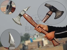 Rare Damascus Steel Hand Forged Tomahawk Spike Viking Axe 20" Rosewood Handle 