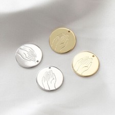 10pcs Round Coin Hand Charm,Gold/Silver Hand Medallion Pendant,Earring Charm