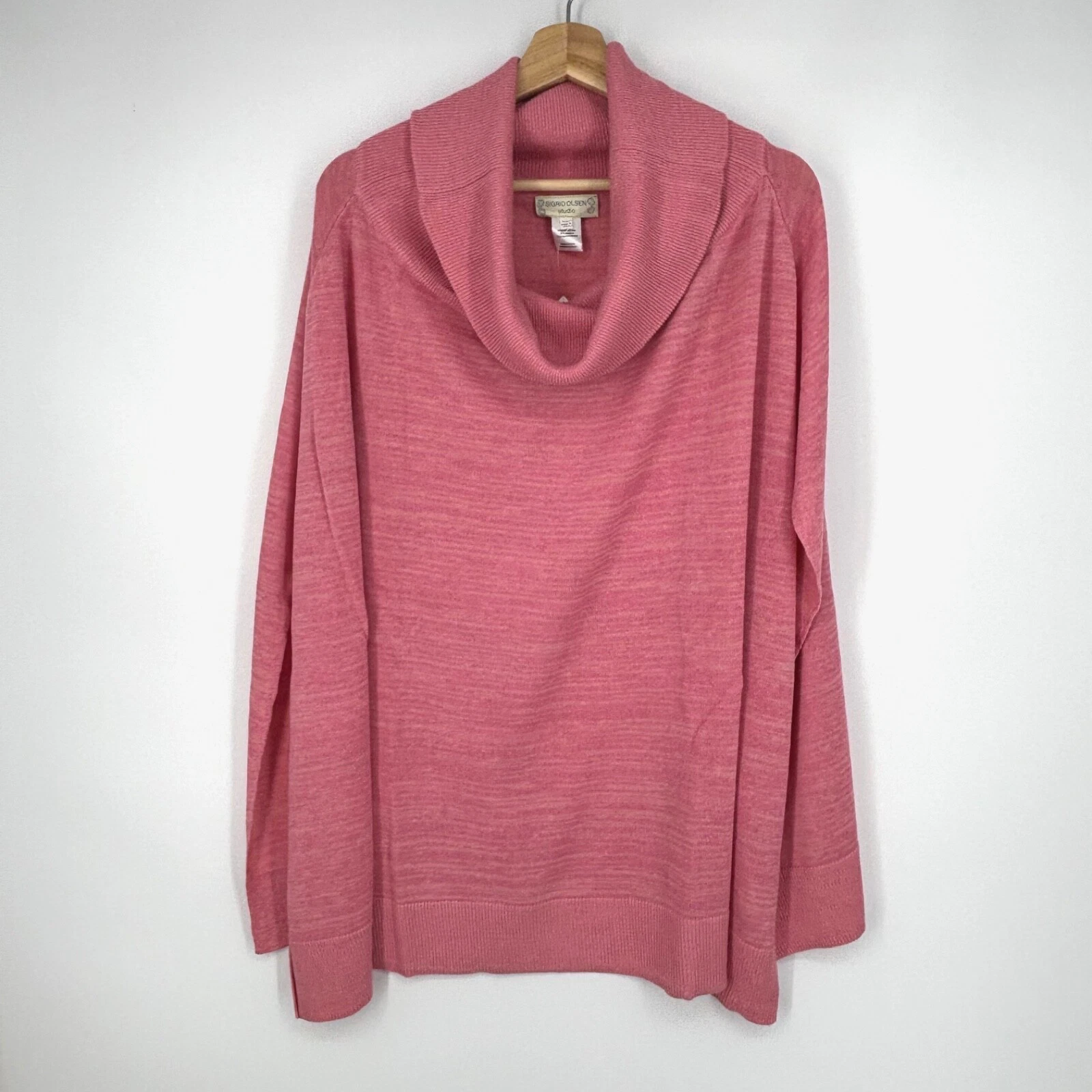 Sigrid Olsen Studio Missy One Size Poncho Sweater Pink Heather Cotton Linen Knit