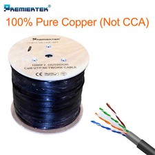 Pure Copper 1000ft CAT6 UV/CMX Waterproof Outdoor Direct Burial Network Cable
