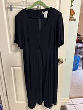 Jamie Brooke VNT  Dress Dark Blue Polka Dot A-Line 90’s Size 2xl 18 Goth Mom