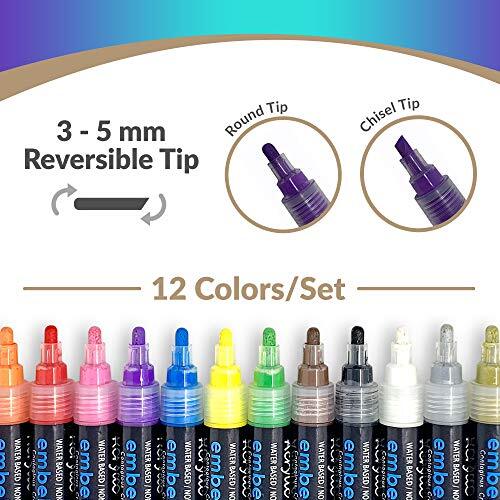 Acrylic Paint Marker Pens, Set of 12 Colors Markers Water Based Paint Pen