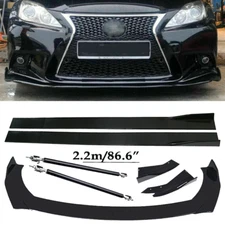 Front Bumper Lip Spoiler Splitter Glossy Black Extension For LEXUS