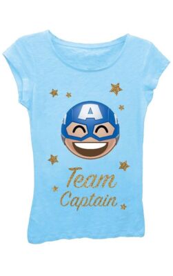 Marvel Little Girls Team Captain Kawaii Short Sleeve Tee, Cancun, Size 4