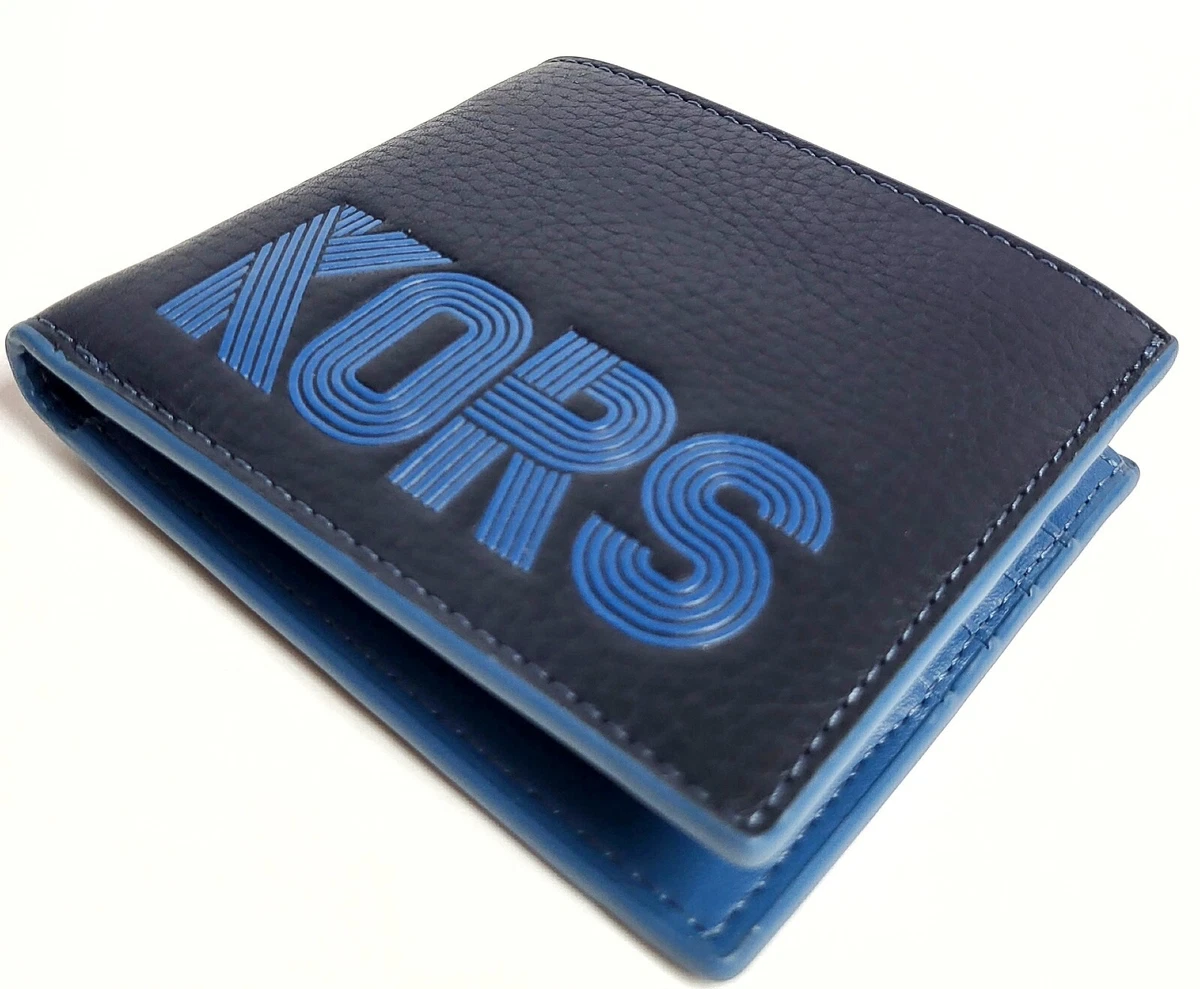 Michael Kors Men's Cooper Graphic Pebble Leather Bifold Wallet Blue  New with Tag