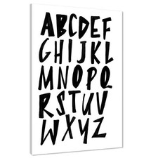 Alphabet Quote Text Word Art - Typography Canvas Print Black and White