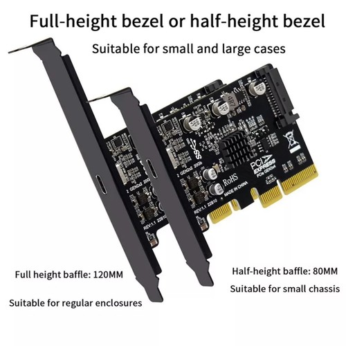 New PCIE to Type-C USB 3.2 Gen Expansion Card ASM3242 Computer Accessories - Afbeelding 8 van 15