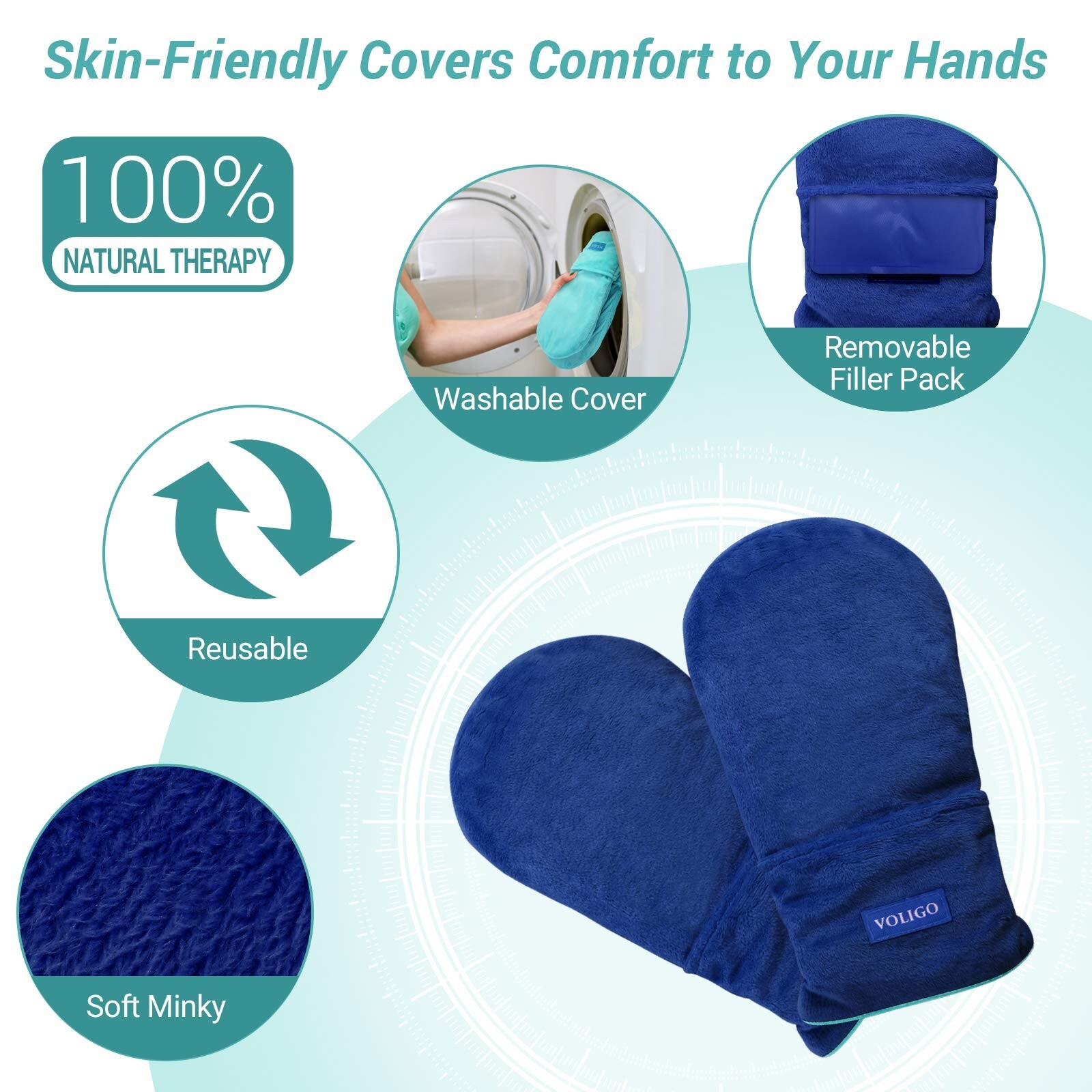 Microwavable Heated Mittens, Hot and Cold Hand Therapy Gloves, Heat