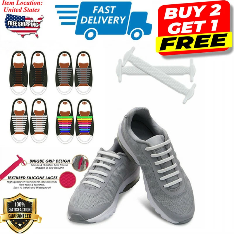 16Pcs Easy No Tie Shoelaces Elastic Flat Lazy Silicone Shoe Lace