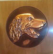 Vintage Bruce Fox Hand Worked 3D Copper Dog Plaque Artist Signed