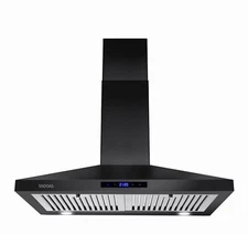 30 inch Wall Mount Range Hood Black Painted 450CFM Stainless Steel LED Lamp New