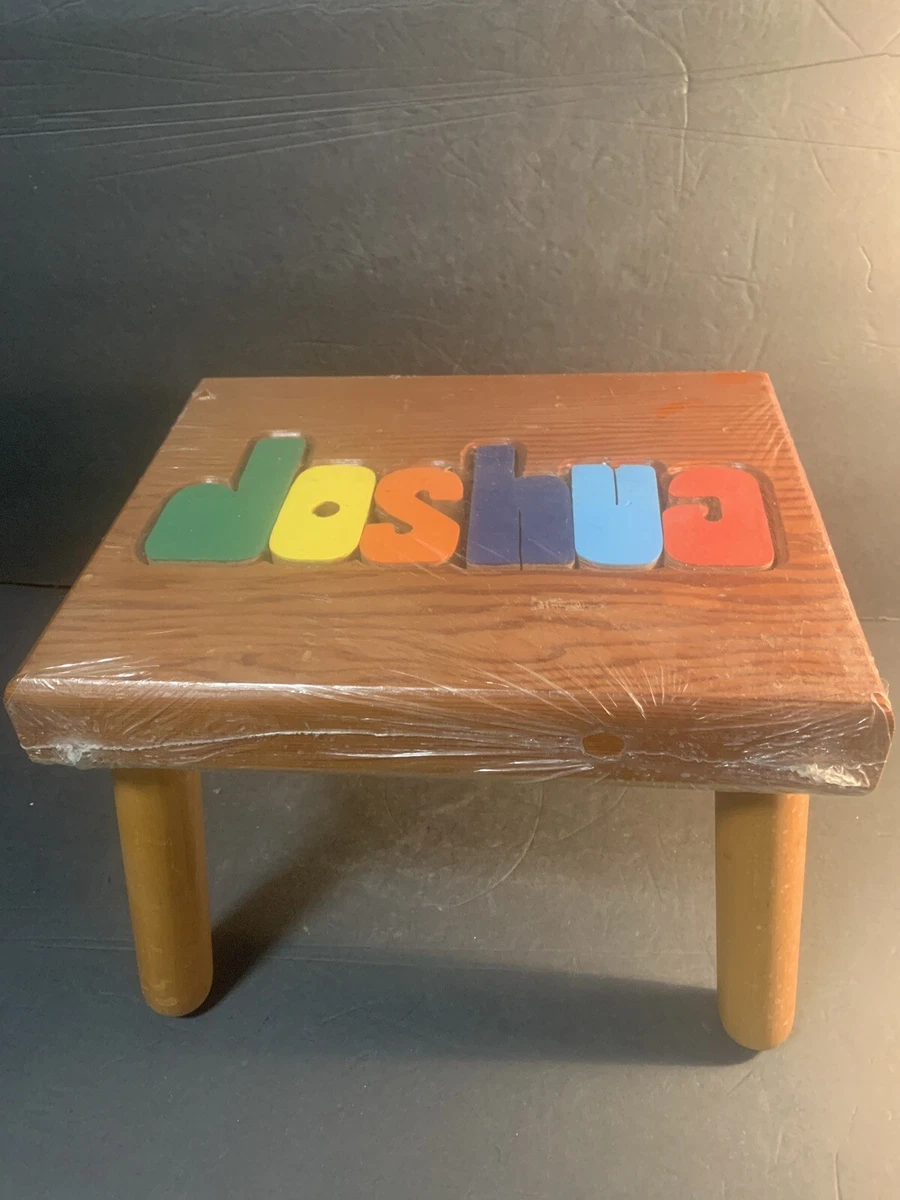 NEW Joshua Puzzle Foot Step Stool Boys Kids Personalized Name Wooden Bench 12x9