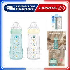 MAM Biberon Easy Active 330 ml, Lot de 2, 6+ mois, Ice+Pearl