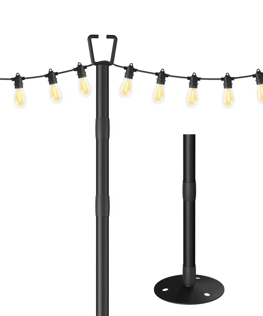 10FT String Light Poles for Outdoor Decor, Sturdy Light Pole with Hard Ground...