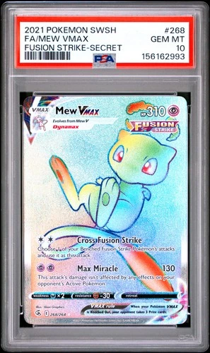 2021 POKEMON SWORD & SHIELD FUSION STRIKE SECRET #268 FULL ART/MEW VMAX PSA 10