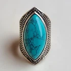Ancient Victorian Ring Sterling Silver Turquoise Stone Size 9