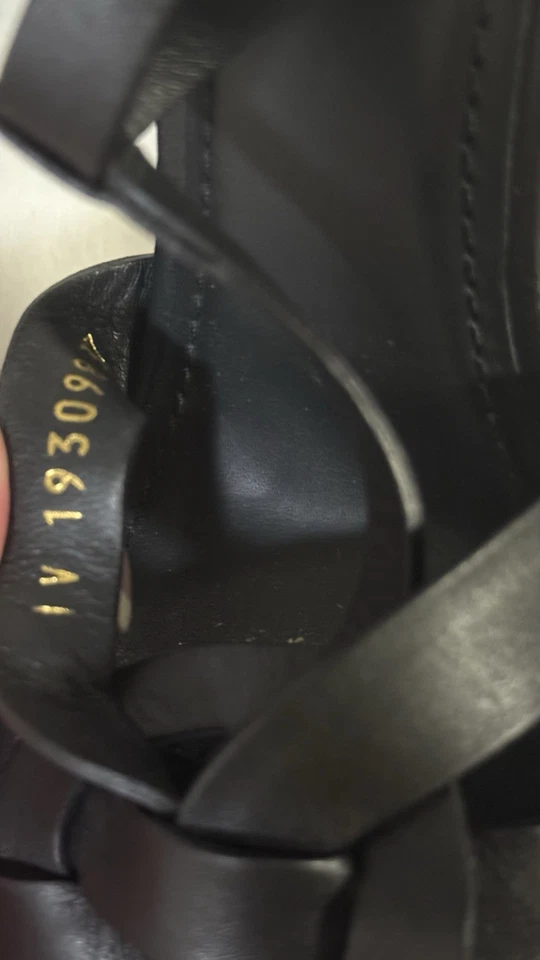 YVES SAINT LAURENT Sandalias de plataforma de aguja de cuero tacón alto negras 37 7 Foto 2 de 4