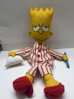 #ad Vintage 1990 Bedtime Bart Simpson Missing Foam On Toothbrush 24quot; Plush $24.99