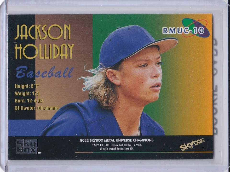 JACKSON HOLLIDAY ROOKIE CARD 2022 Metal Universe Baseball BALTIMORE ORIOLES RC - Image 2 of 2