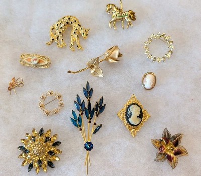 Estate Jewelry Pin/Brooch Lot Cameos, Giovanni Gerrys,  Designer Collectables