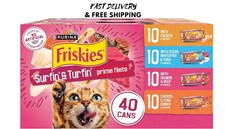 Purina Friskies Gravy Wet Cat Food Variety Pack, Surfin  Turfin  Pack of 40 5.5