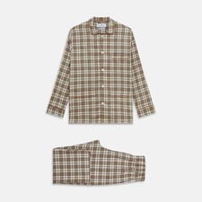 Authentic Turnbull And Asser Green and Oatmeal Cotton Hyde Pyjamas Set. Large