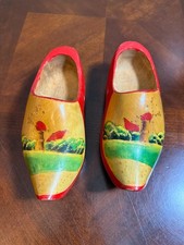 Vintage Hand Painted Dutch Wooden Shoes Klompen Holland Souvenir Clogs