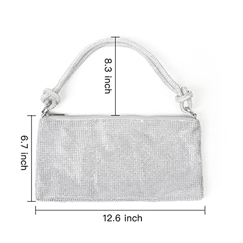 Chic Rhinestone Purses for Women Sparkly Evening Handbag Bling Hobo Bag Sliver - Picture 2 of 6