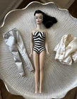 Vintage 1959-1960 Barbie Doll + Swimsuit Mattel Brunette Ponytail #3? Needs Fix
