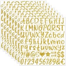 648PCS Gold Glitter Letter Stickers 1 Inch Self-Adhesive Vinyl Alphabet New