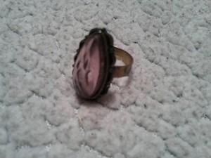 Vintage Brass Womens Purple Stone Ring Size10.5