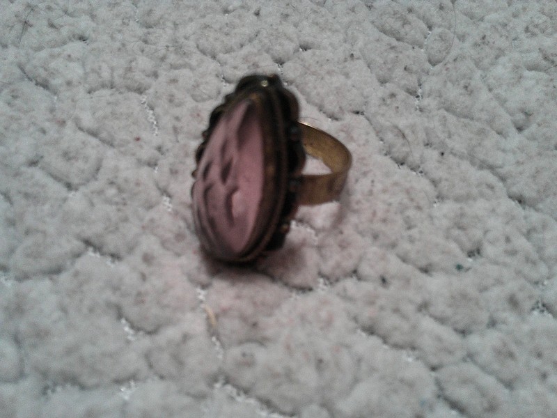 Vintage Brass Womens Purple Stone Ring Size10.5