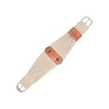 CLASSIC EQUINE 100% Mohair Natural 30" 27-Strand Roper Cinch with Leather Center