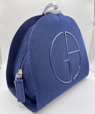 Giorgio Armani Beauty Navy Blue Sparkle Cosmetic Bag Makeup Pouch Embossed Logo