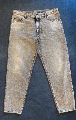 Saint Laurent Paris , Carrot Denim Pants in Grey / Off White , BNWT 34 IT