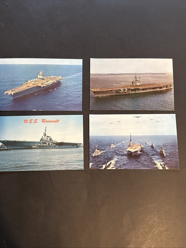 US Aircraft Carrier Postcards.  4 Unused Vintage Postcards.