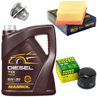 MotoröL Filter Set 5W-30 5 Liter + ÖLablassschraube FüR Renault Megane II 1.9