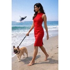 Vince Camuto Red Sleeveless Mock Neck Sheath Dress Womens Size 2 Cocktail