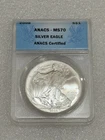 2008 SILVER EAGLE ANACS MS70 ~~ BLUE LABEL ~~ PRISTINE ~~ NO SPOTS