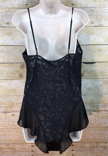 Lingerie Cacique women's size L black lace snap crotch black lace Teddy - 第 11/12 張圖片