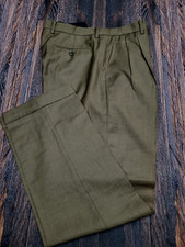 Chaps Men 34 x 32 Brown Solid Pleated Cuffed Dress Pants Polyester Blend